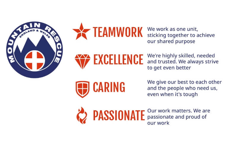 Teamwork, excellence, caring & passionate graphic